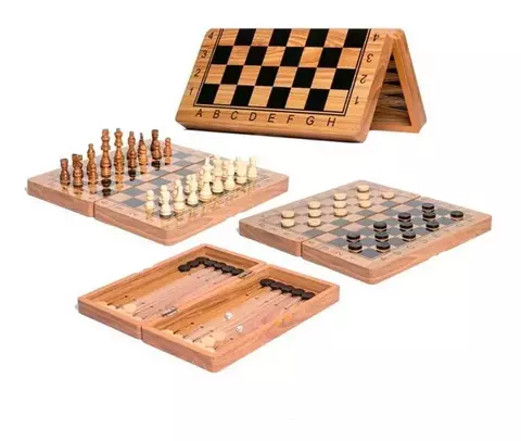 Juego De Ajedrez 29 Cm Tablero De Madera