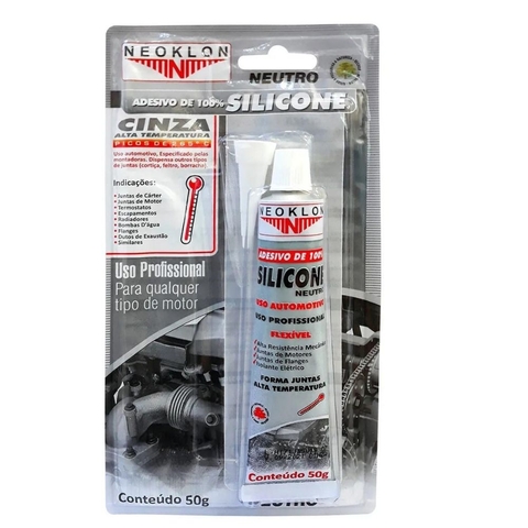 Cola Silicone Motor Alta Temperatura Neutro Cinza 50g - Neoklon