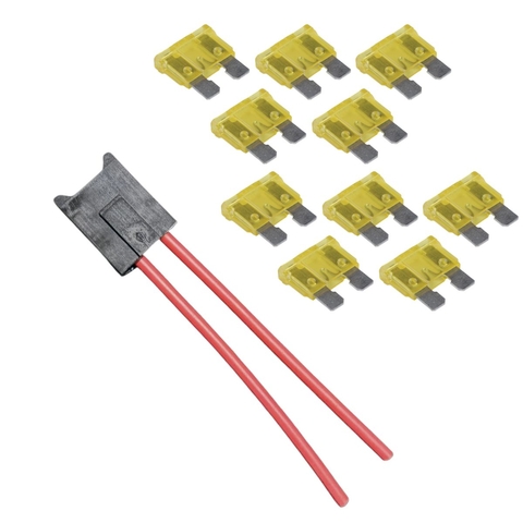 Kit 1 Porta Fusivel Comum Fio 2,5mm+ 10 Fusivel Lamina 20A