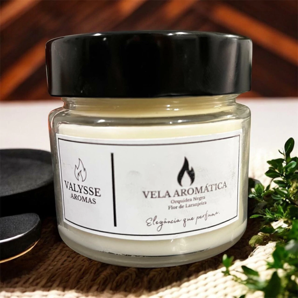 VELA AROMÁTICA ORQUÍDEA NEGRA E FLOR DE LARANJEIRA