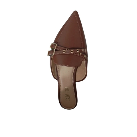 Mule Rasteira Feminino Sua Cia com Fivela e Bico Fino