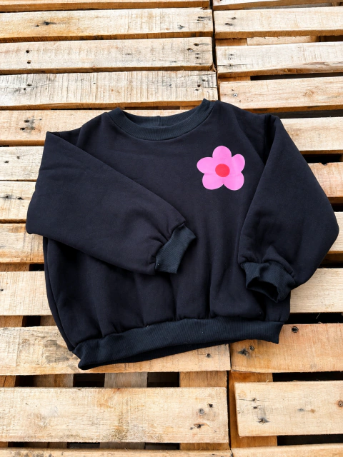 Casaco Moletom Flower Preto