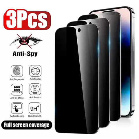 3 Películas de Privacidade de Vidro para iPhone - Anti-espionagem