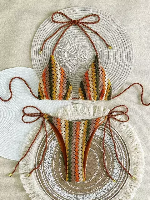 BIQUINI CROCHÊ CORTININHA- COSTA CHIC