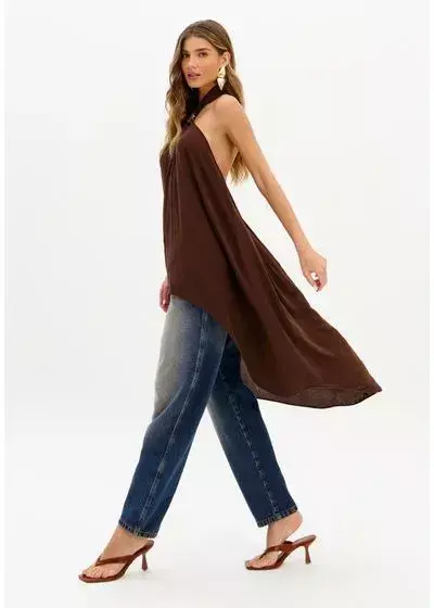 Blusa frente única ampla alongada