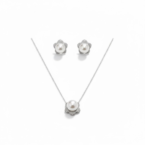 Conjunto Flor com Pérola Cravejado - comprar online