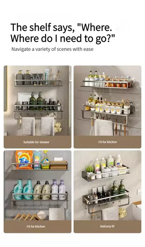 Prateleira de Banheiro Suspensa em Alumínio – Organização com Estilo e Praticidade