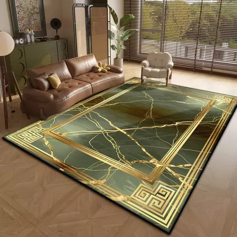 Moderno dourado de luxo grande sala estar tapete antiderrapante decoração casa