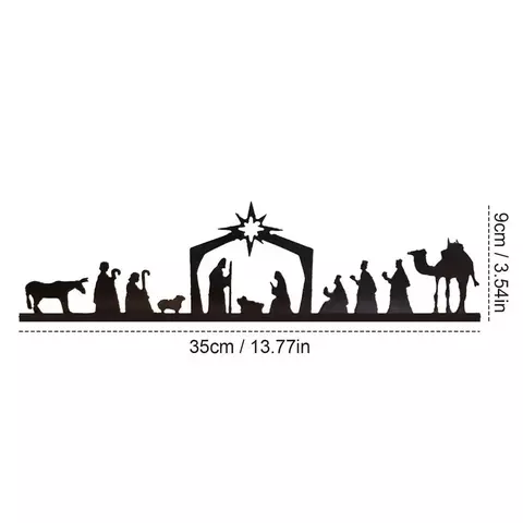 Suporte de tealight para presépio, silhueta de metal, castiçal de madeira