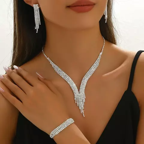 Conjunto Strass Gota D’Água 4 Peças – Joias de Luxo Femininas - comprar online