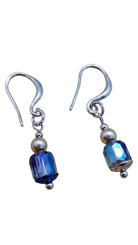 Brinco de Pérola Shell Glass Bronze e Cristal Aurea Azul - comprar online