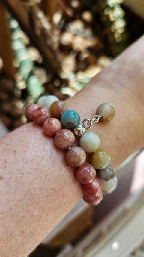 Duo de Pulseiras de Ágata Feldspato e Amazonita