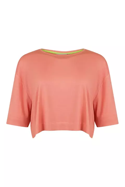 T-SHIRT GOLA CARECA CROPPED MODAL BLUSH - comprar online