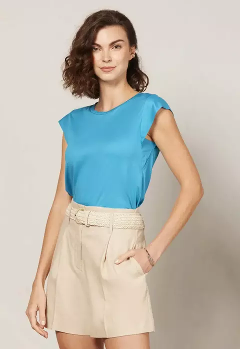 REGATA GOLA CARECA MODAL AZUL TURQUESA - comprar online