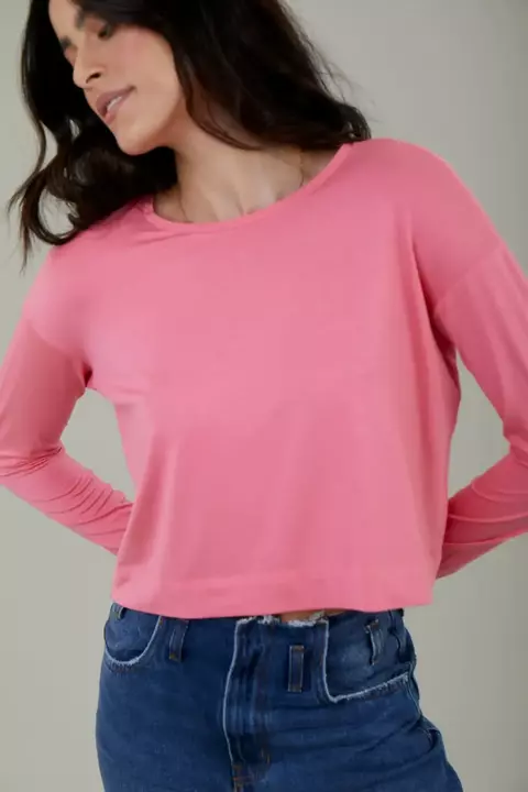 BLUSA MANGA LONGA GOLA CARECA CROPPED MODAL CONFETTI - comprar online