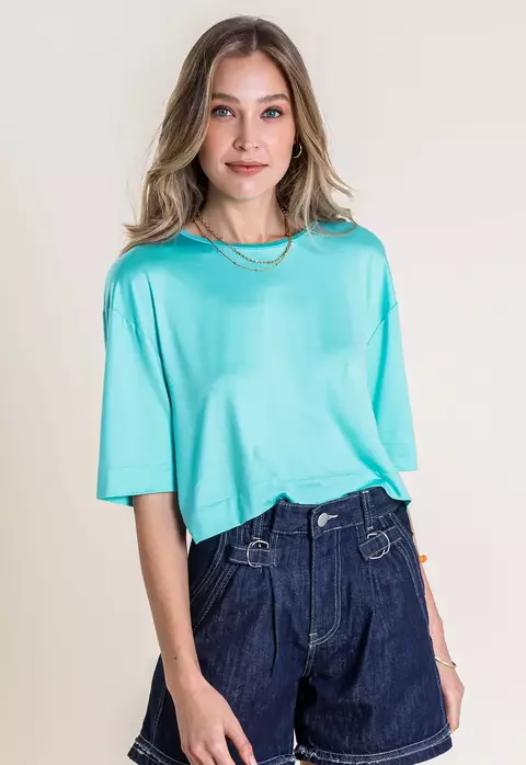 T-SHIRT GOLA CARECA CROPPED MODAL TULUM - comprar online