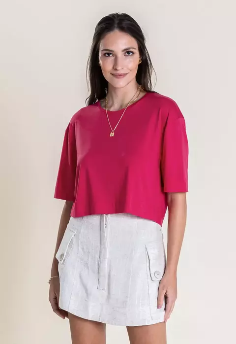 T-SHIRT GOLA CARECA CROPPED MODAL FESTIVAL - comprar online