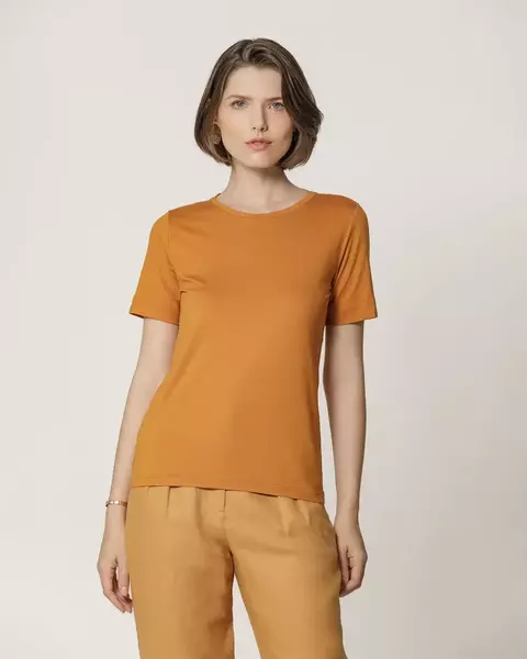 T-SHIRT GOLA CARECA MODAL PREMIUM AMARELO SAFFRON