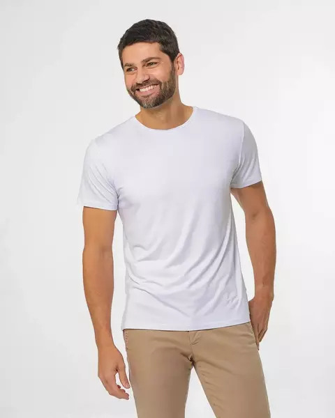 T-SHIRT GOLA REDONDA MODAL MASCULINA BRANCO - comprar online
