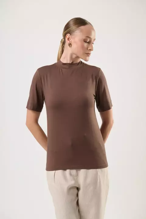 T-SHIRT GOLA TURTLENECK MODAL COFFEE - comprar online