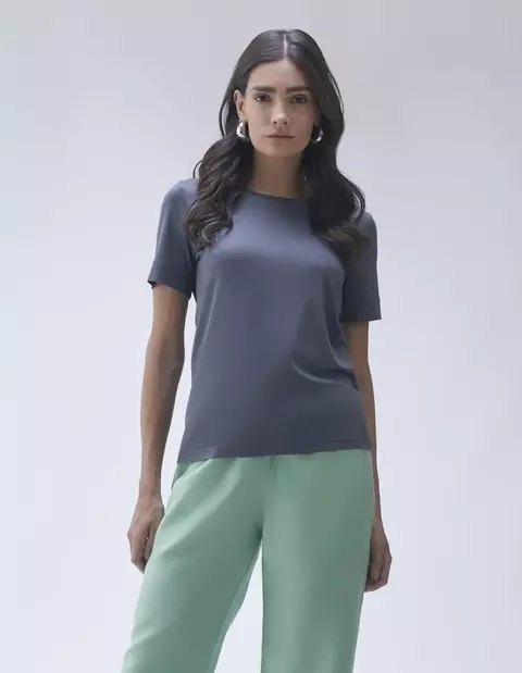 T-SHIRT GOLA CARECA MODAL PREMIUM GRIZ - comprar online