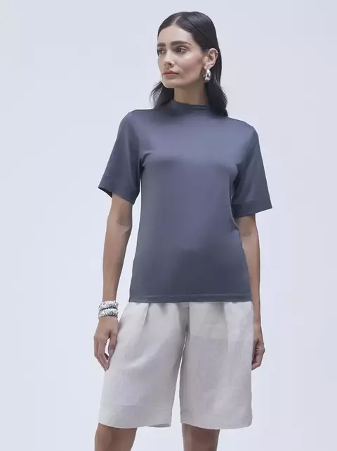 T-SHIRT GOLA TURTLENECK MODAL GRIZ - comprar online