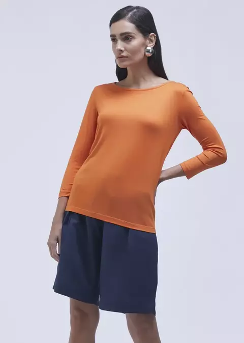 BLUSA MANGA 3/4 DECOTE CANOA MODAL STRELITZIA - comprar online