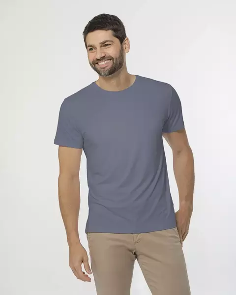 T-SHIRT GOLA CARECA MODAL MASCULINA CINZA GRIZ