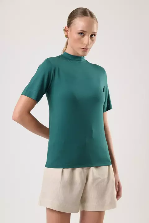 T-SHIRT GOLA TURTLENECK MODAL VERDE ÉDEN - comprar online