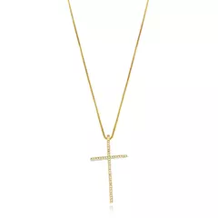 Colar Semijoia Cruz Micro Zircônia