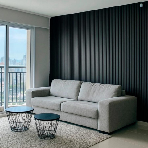 Forma 3d Ripado Placa Gesso Cimento Abs 50x30 Imediato Cor Preto - comprar online