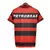Camisa retrô do Flamengo 1995 nas cores vermelha e preta vista por trás com logo Petrobras