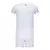 Conjunto infantil branco do Santos I Away 25/26 da Umbro visto por trás