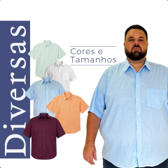 Camisa Social Masculina Manga Curta Flamê Linho G1 ao G5 - Zuza Camisas | Camisaria Online de Camisas Masculina, Feminina e Plus Size