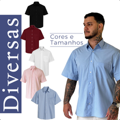 Camisa Social Masculina Manga Curta Tecido 100% Algodão Tricoline - Zuza Camisas