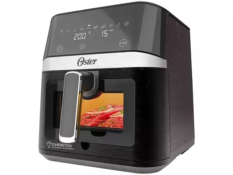 Fritadeira Elétrica Sem Óleo/Air Fryer Oster DiamondTech Preto e Prata com Tim