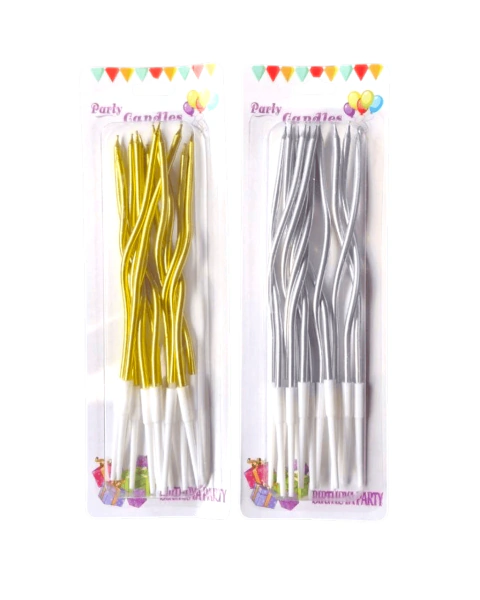 Velas Onduladas para Torta x12 Unidades de 15,5 cm – Velitas para Cumpleaños