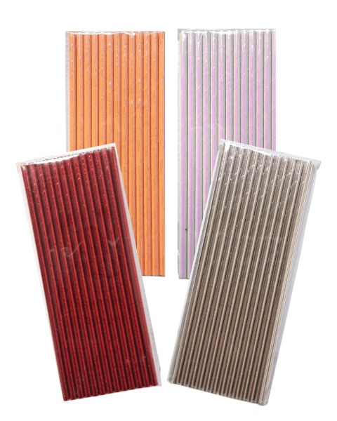Sorbetes de Papel Metalizado x25 Unidades – Pajitas Brillantes Rojo, Plateado, Salmón e Iridiscente