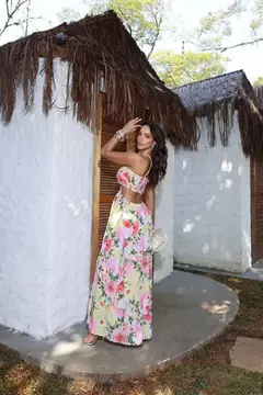 Vestido Longo Floral Cordão - comprar online