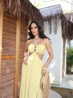 Vestido Longo Liso Cordão - comprar online