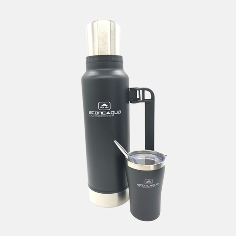 Set Matero Termo 1.3l +mate +bombilla Acero Inox. Aconcagua