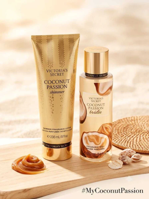 Kit Victoria’s Secret Coconut Passion Shimmer – Mist 250ml + Loção 236ml