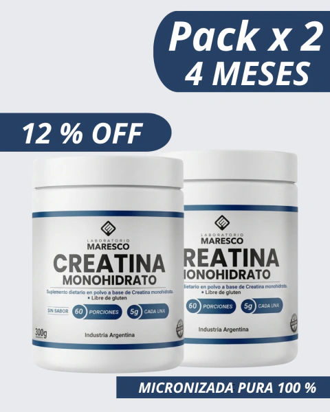 CREATINA MONOHIDRATO PURA 100 % | 300 gr 60 Porciones c/u | LIBRE DE GLUTEN