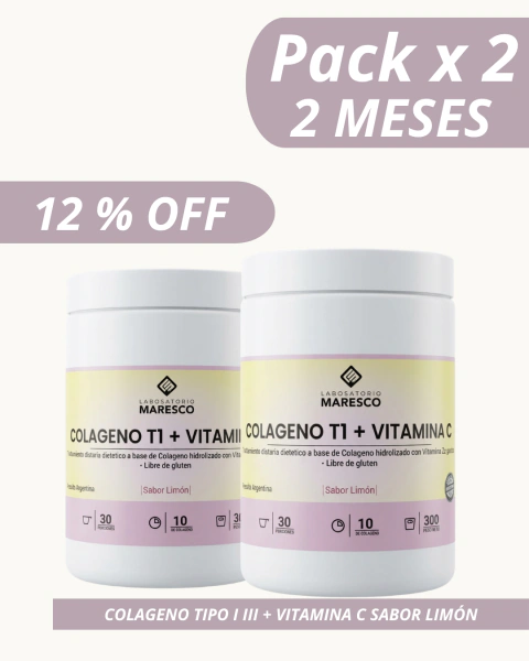 COLAGENO HIDROLIZADO CON VITAMINA C SABOR LIMON | 300 gr 30 Porciones c/u | LIBRE DE GLUTEN