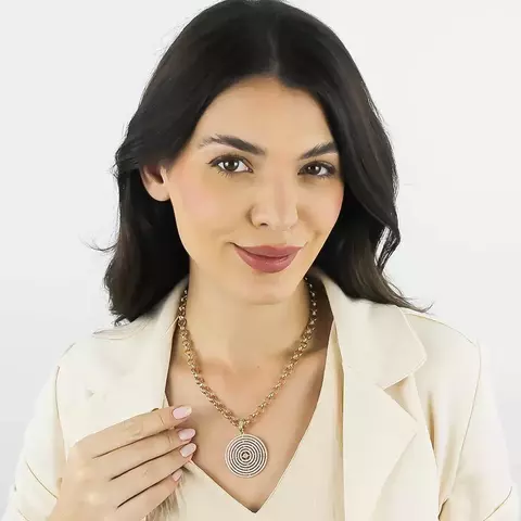 Colar Mandala Tunel do tempo cravejada com zircônias - Banhado a ouro