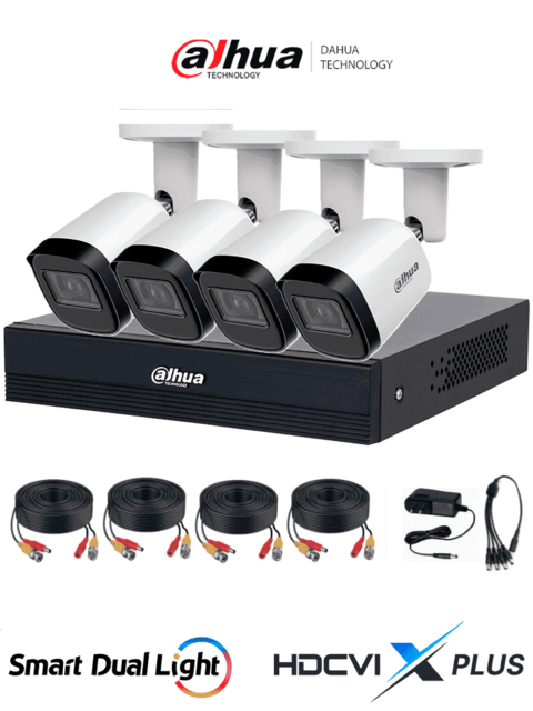 DAHUA DHI-KIT/XVR1B04-I/T/4-B2A21N-U-IL-A - Kit 4 Canales 2 MP/ HDCVI X Plus/ DVR Cooper-U WizSense con IA y Audio Bidireccional/ Cámaras B2A21N-U-IL-