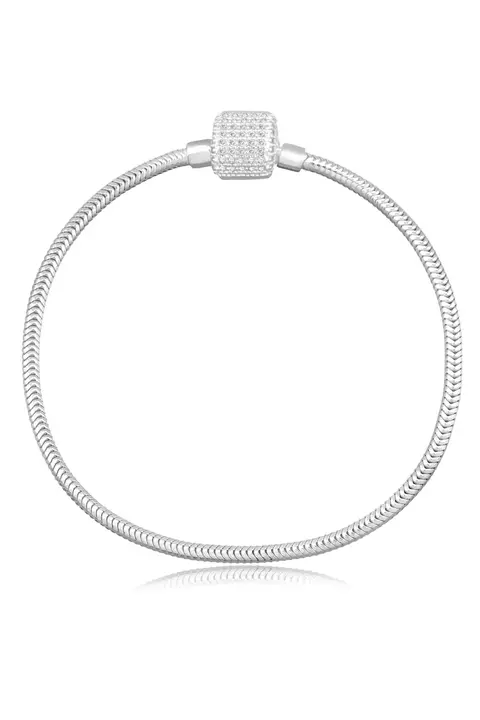 Pulseira de Prata 925 para Berloques com Fecho Cravejado - comprar online