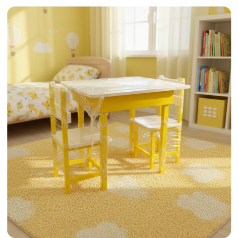 Mesa Infantil Amarela de MDF c/ Base de Madeira de 2 a 10 anos - comprar online