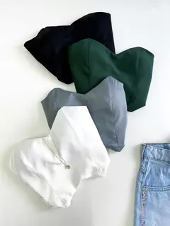 Cropped em Alfaiataria Corset sem Alça Estela Ref. 871 na internet