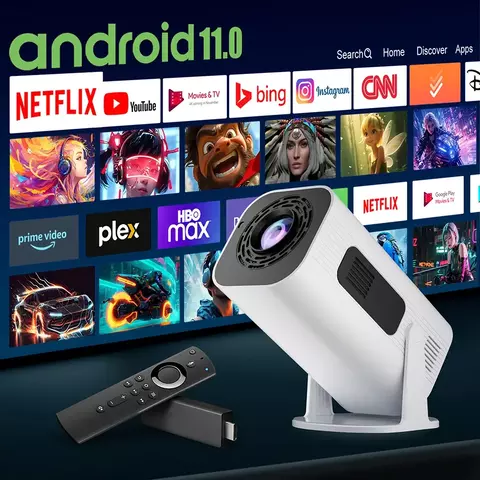 Salange VisionPro 4K – Mini Projetor Portátil Android 11 com Wi-Fi 6 e BT 5.0